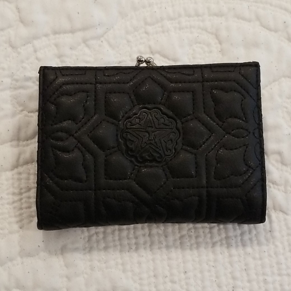 Obey Faux Leather Two Piece Ladies Wallet Black